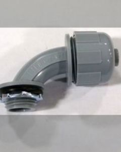 CONNECTOR,CND,3/8X90 DEG.NM LIQTITE,HEYCO #8424 W/NYLON NUT